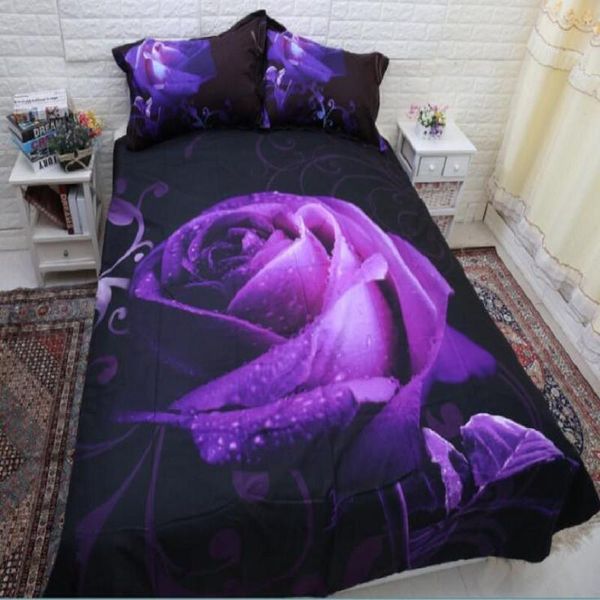 

bedding sets 3d purple rose duvet cover set  twin size bed linen