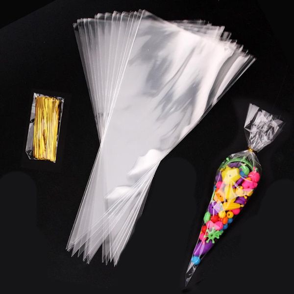 

gift wrap 20/50pcs bags cones transprant plastic bag carrot candy kids birthday party decoration easter decorations