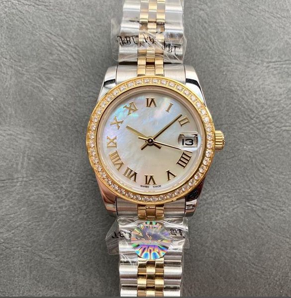 

woman watch stainless steel wristband scratch-resistant sapphire glass mirror diamond 31mm bezel classic 2813 automatic mechanical3381, Slivery;brown