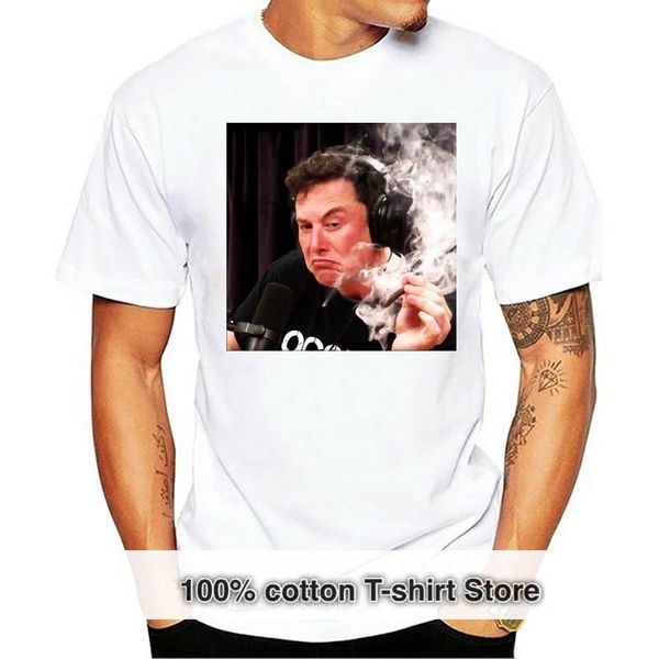 Masculino camisetas Elon Musk Fumando na experiência de Joe Rogan - t-shirt unisex T-shirt Cópia feita sob encomenda camiseta