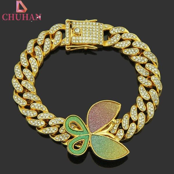 

link, chain chuhan personality glitter butterfly bracelet anklet hip hop charm creative cuban jewelry c642, Black