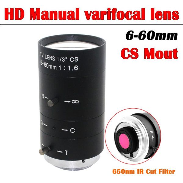 

lens hd megpixel 6-60mm cs c mount cctv manual zoom iris long focal length for industrial coms ccd box usb camera