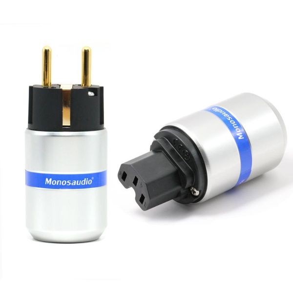 

smart power plugs monosaudio e106g/f106g 99.998%red copper gold plated hifi eu plug iec connector audio schuko cord