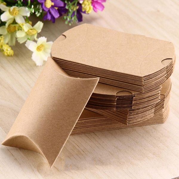 

gift wrap 50pcs pillow candy boxes craft paper wedding party favor (with rope)