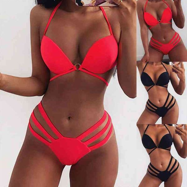 

big push up bikinis set swimwear women swimsuits bathing suit women halter biquini leaf print beach wear bikini, White;black