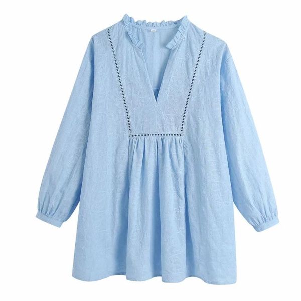 

women's blouses & shirts summer women v neck embroidery blouse loose smock female nine quarter sleeve shirt casual lady blusas s9176, White