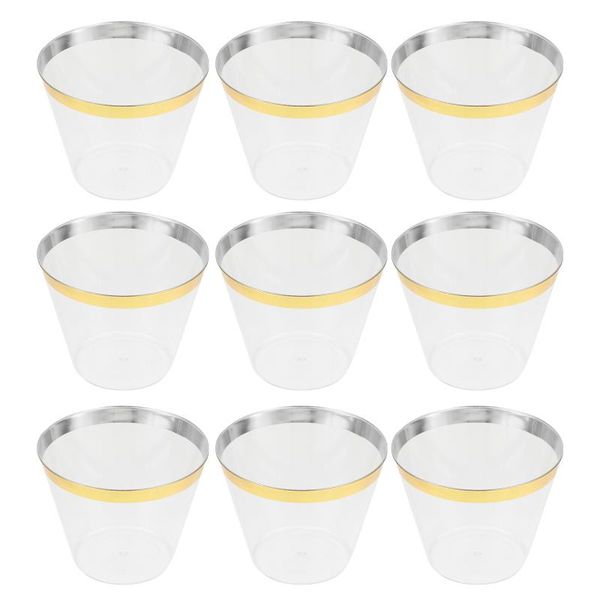 

disposable cups & straws 25pcs dessert ice cream western food (golden)