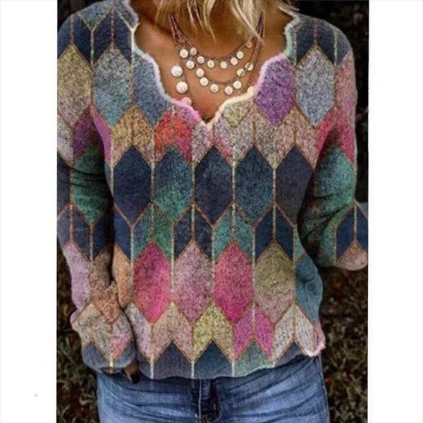 

spring autumn vintage geometric print women sweaters knitted elegant v neck long sleeve pullover lady loose jumper streetwear, White;black