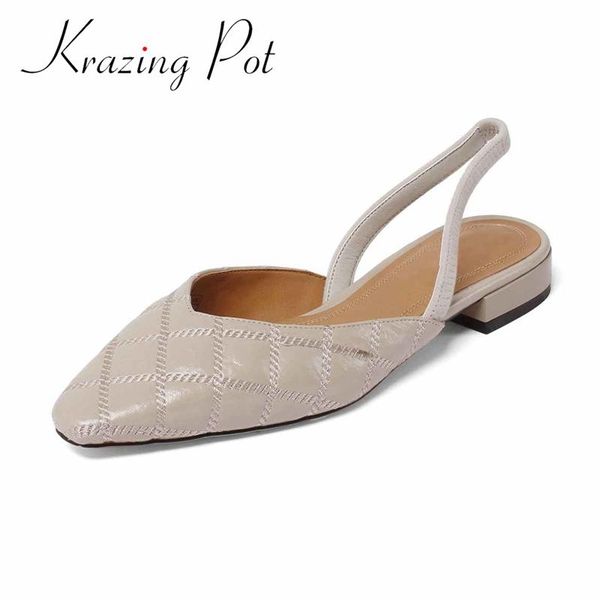 

sandals krazing pot square toe low heels slingback young lady streetwear beauty girls solid cozy slip on women l30, Black