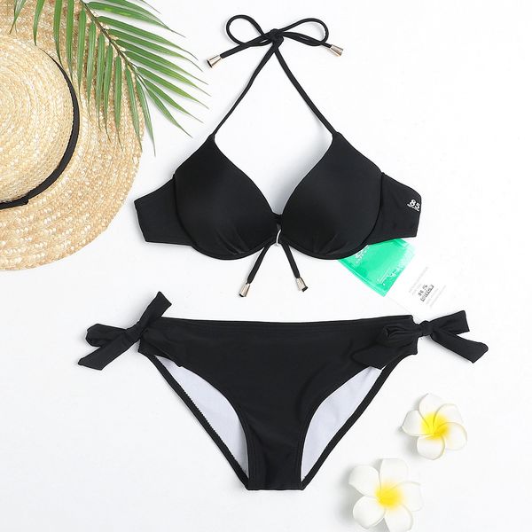 

bikini suit 85gjiycw new 2021 fashion two piece nylon solid hard cup swimsuit, White;black