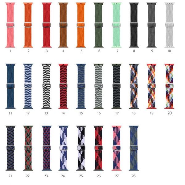 Alça de nylon para a faixa de relógio da Apple 44mm 40mm 38mm 42mm ajustável Elastic Elastic Sports Loop Watchband Pulseira IWatch série 5 3 4 6 SE