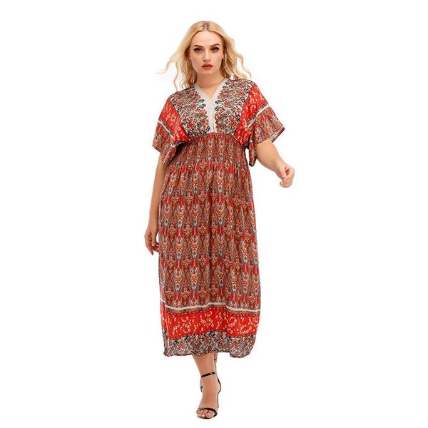 

ethnic clothing 2021 african women retro large cotton dress summer selling loose skirt, Red