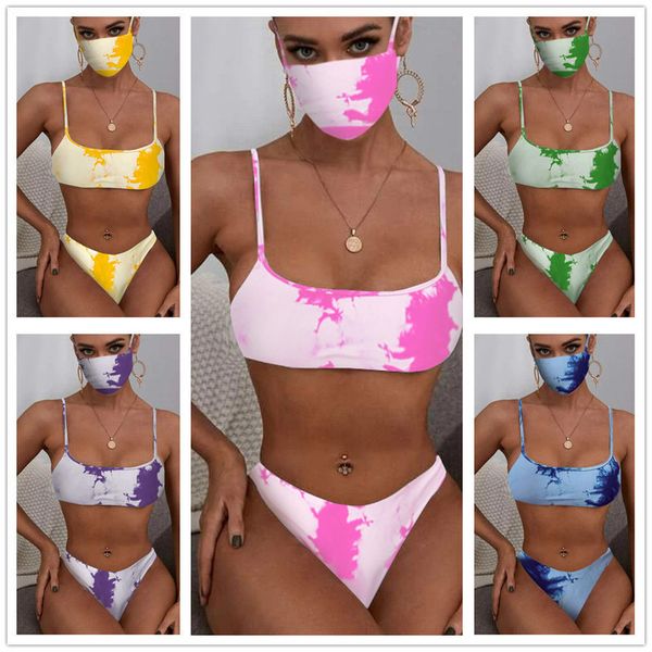 

split gradually 2021 changing three piece bikini mask women's swimsuit, Black;white