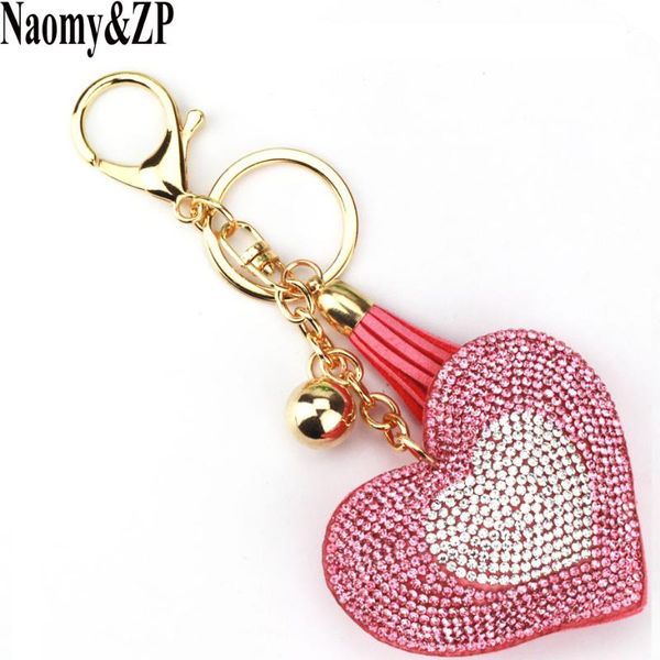 

keychains naomy&zp heart jewelry keychain women key holder love crystal chain ring car bag keyrings finder pendant charm fashion, Silver