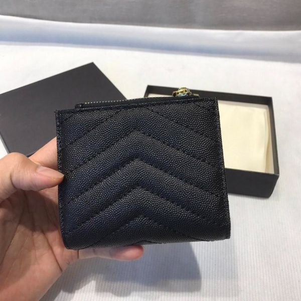

zipper designers short wallets mens for women leather business credit card holder men wallet womens with box 15*11cm, Red;black