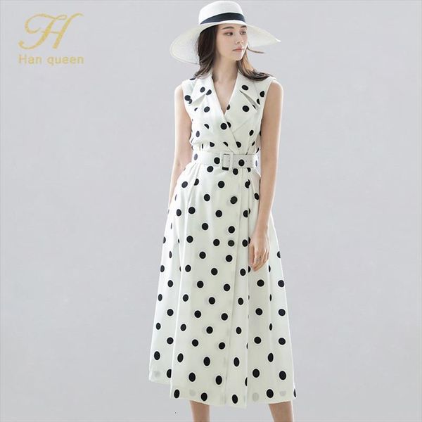 

summer occupation notched dot vintage womens dresses simple belt slim ol business work wear vestidos, Black;gray