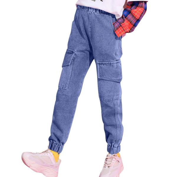 

jeans for girls pockets kids jeans for girls spring autumn kids casual style children's clothing 6 8 10 12 14, Blue