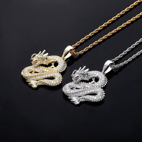 Chinesische Drachen Halskette aus dem Anhänger Herren Gold Halsketten Hip Hop Mode Schmuck