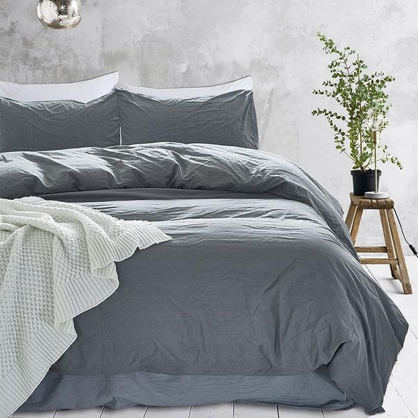 

pure color simple cotton bedsheet 2/3 pcs modern fashion 100% duvet cover set quilt bedding  king sets