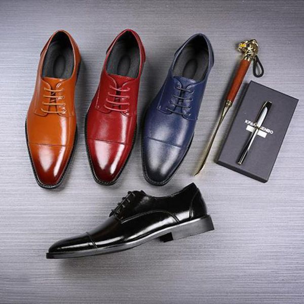 

2021 men formal shoes leather business casual shoes men dress office luxury shoes male breathable oxfords big size, Black