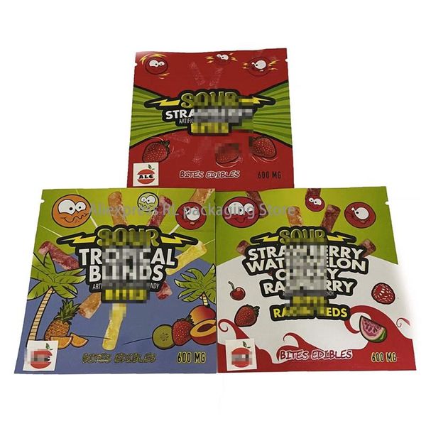 

600mg sour bites warheads sweetarts packaging bags strawberry tropical blends infused edibles mylar gift wrap