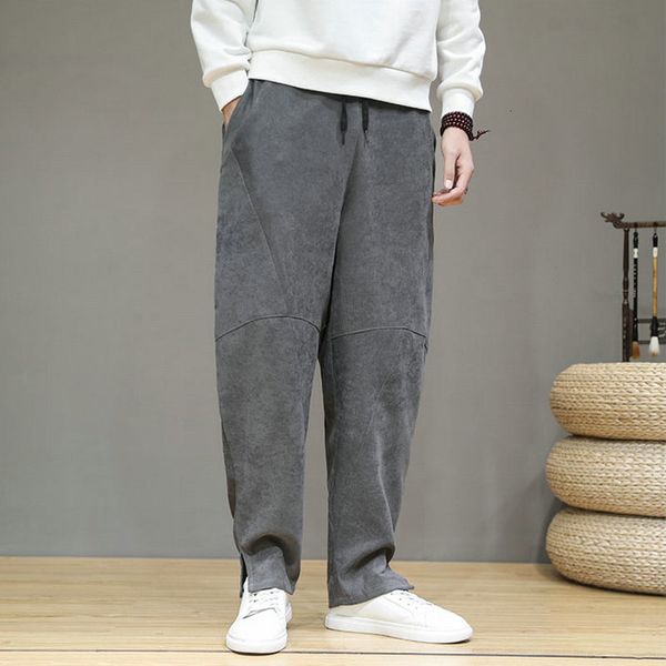 

men's pants 2021 streetwear men harem japanese style casual cotton linen trouser man jogger chinese baggy plus size 5xl 07mj, Black