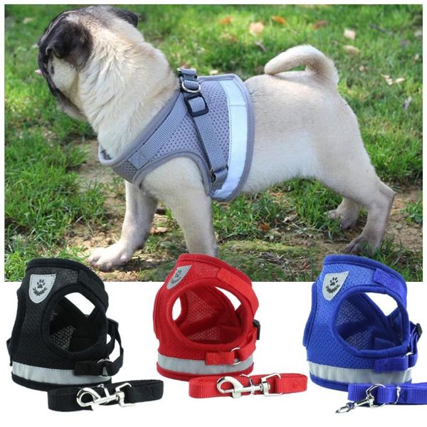 

dog collars & leashes breathable mesh harness vest chihuahua yorkshire pet supplies cat with 120cm leash s m l xl