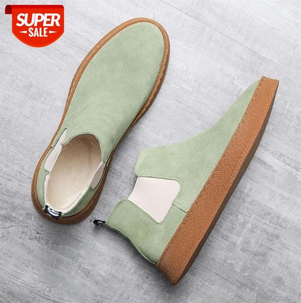 

snow boots men's cotton shoes cowhide suede leather warm fur one high-men #xr2p
