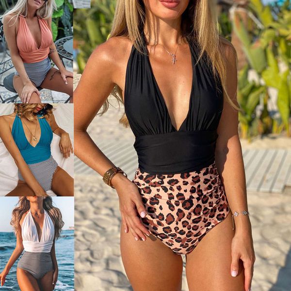 

bikini swimsuit color matching pleated one piece women swimsuit, White;black