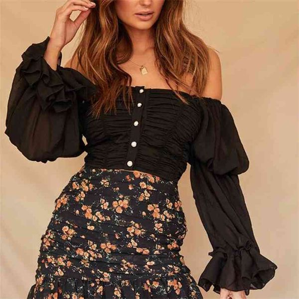 

summer women's shirt casual solid color button decorative 210430, White