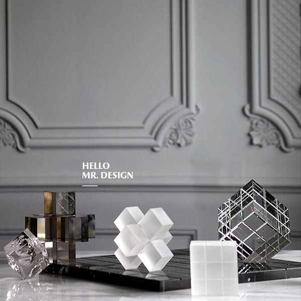 

decorative objects & figurines modern simple geometric squear glass art decor living room study office deskcreative model home soft acce