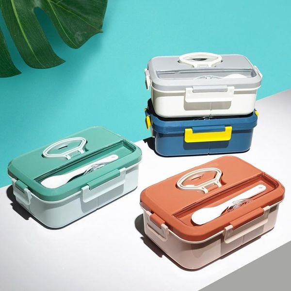 

dinnerware sets japanese-style sealed multi-cell tableware student lunch box wheat straw bento microwave oven plastic crisper kitchen suppli