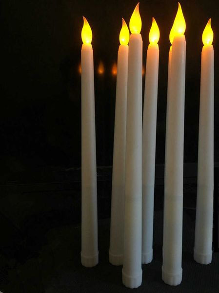 

50pcs led battery operated flickering flameless ivory taper candle lamp candlestick xmas wedding table home church decor 28cm(h) h0909