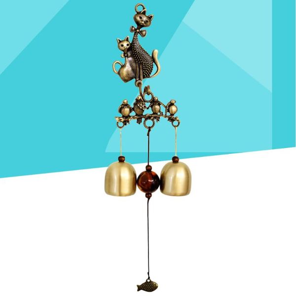

decorative objects & figurines 1pc cartoon cats wind chimes retro copper chime wall hanging decoration pendant