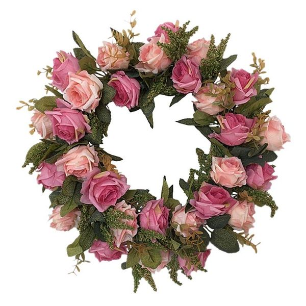 

decorative flowers & wreaths artificial rose flower green leaves door wreath for front indoor window wall wedding arch party home decoration