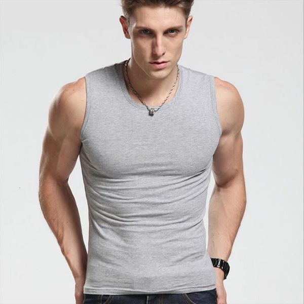 

fashion brand mens 100% cotton o neck tank summer male sleeveless v vest 2015 casual gilet white gray black, White;black