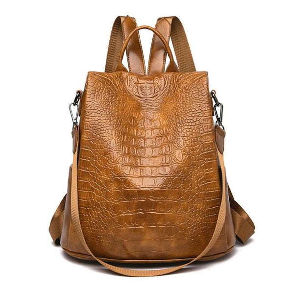 

alligator leather women backpack multifunction lady shoulder bags school for teenage girls casual daypack