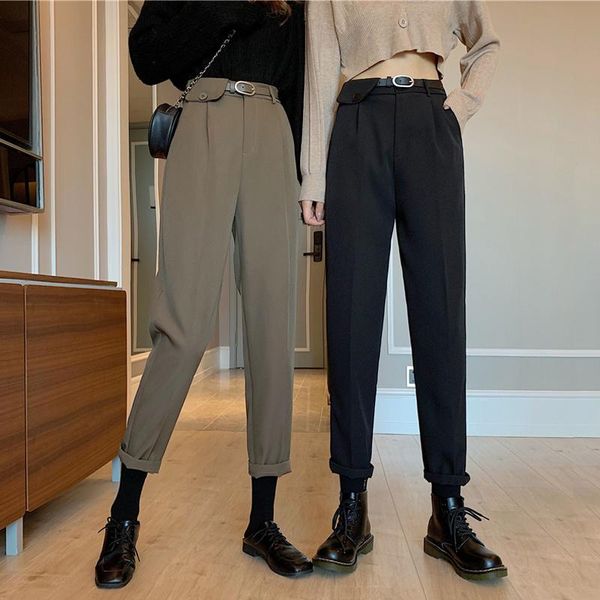 

women's pants & capris ins suit 2021 spring and autumn design high waist straight tube age reducing casual chic, Black;white