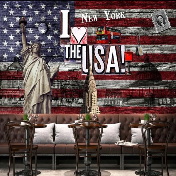 

wallpapers custom retro statue of liberty american flag background mural wallpaper 3d bar music restaurant industrial decor wall paper