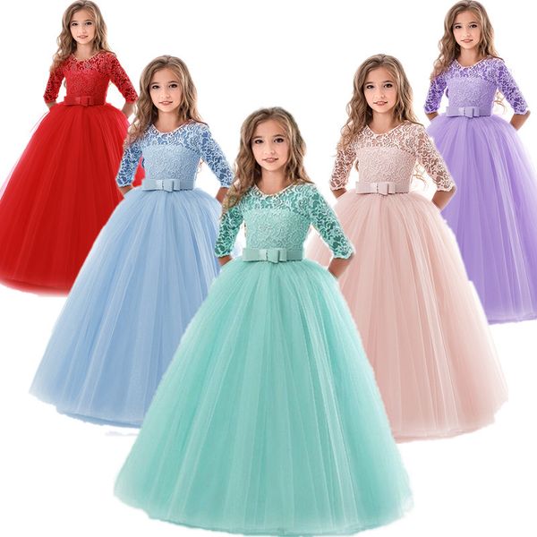 Çocuklar Nedime Çiçek Kızlar Düğün Çocuklar Kızlar Için Elbiseler Akşam Parti Elbise Genç Çocuk Prenses Elbise 8 10 12 14 Yıl 210326
