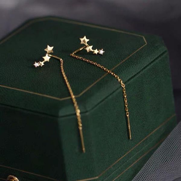 

real 925 sterling silver zircon star tassel drop earrings for fashion women party fine jewelry ol accessories gift dangle & chandelier