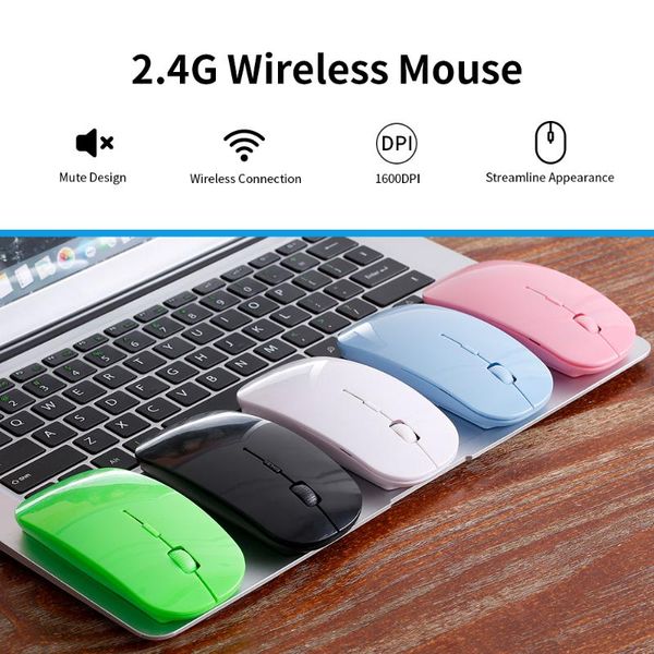 

mice arealer 2.4g wireless mouse 1600dpi portable ultra-thin mute 4 keys optical for pc deskcomputer laptop