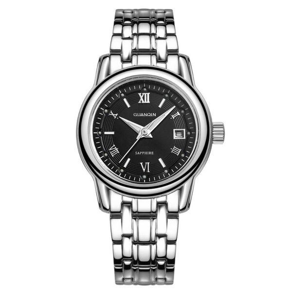 

wristwatches relogio feminino guanqin watches women fashion sapphire quartz watch ladies luxury gold steel bracelet wristwatch montre femme, Slivery;brown
