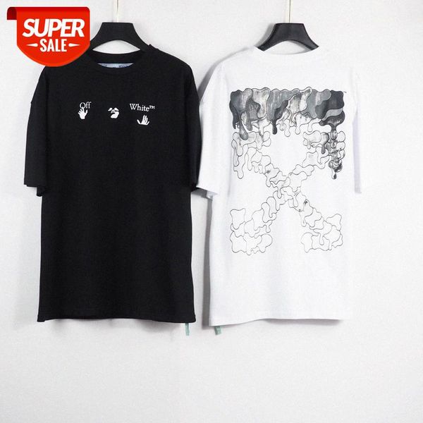 

brand ow black and white arrow gesture ice melting print short sleeve oversize t-shirt couple pack #g02y, White;black
