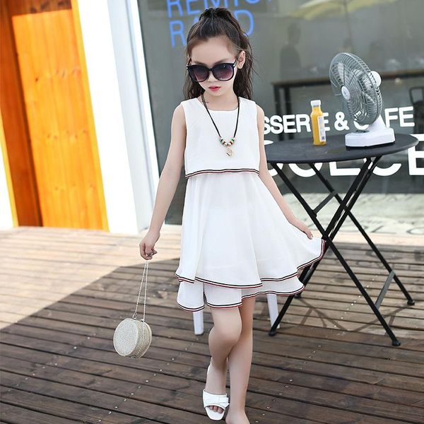 

girl's dresses children's wear summer dress 2021 style girl stripe chiffon sleeveless and wrinkled sweet bohemia, Red;yellow