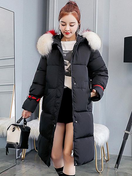 

women's trench coats down cotton jacket female models long section 2021 wild self-cultivation thickening fur collar coat hooded clothin, Tan;black
