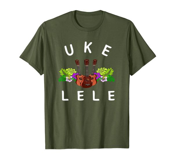 

uke ukelele player musician little guitar hawaiian t-shirt, White;black