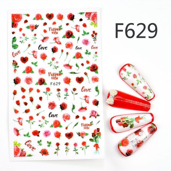 

sheets nail art stickers colorful flower animal design decoration diy 3d adhesive polish decals tips1, Black