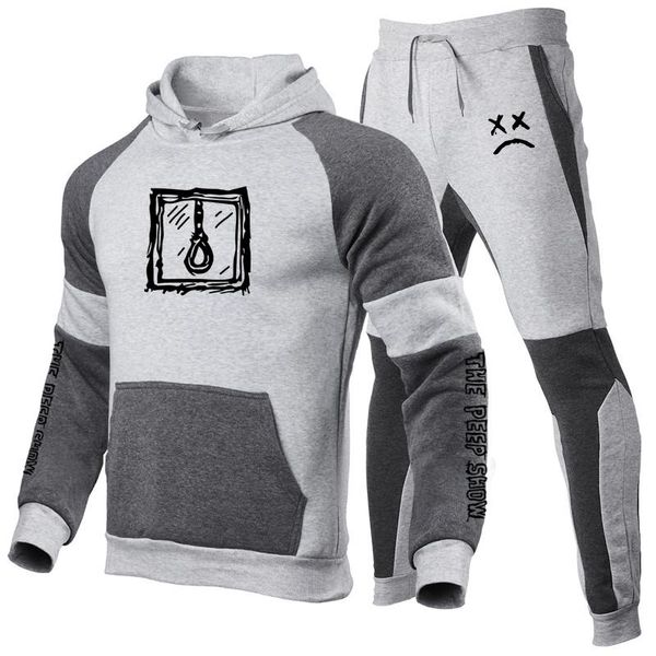 

men's tracksuits 2021 autumn winter men hoodies print sweatshirt+sweatpant male pullover long sleeve sweatshirt hoodie sports pants tra, Gray