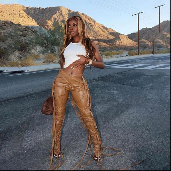 

casual faux leather pockets womens pant harem vintage patchwork joggers streetwear high waist baggy trousers, Black;white